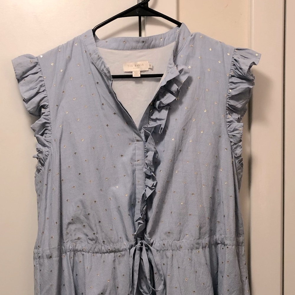 Ted Baker ruffle sleeve dress- cotton blend